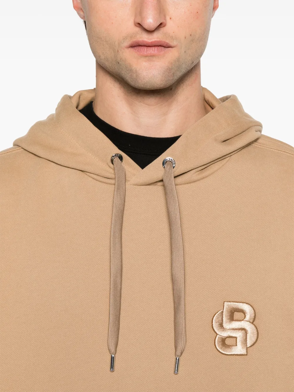 BOSS Hoodie met geborduurd logo Bruin