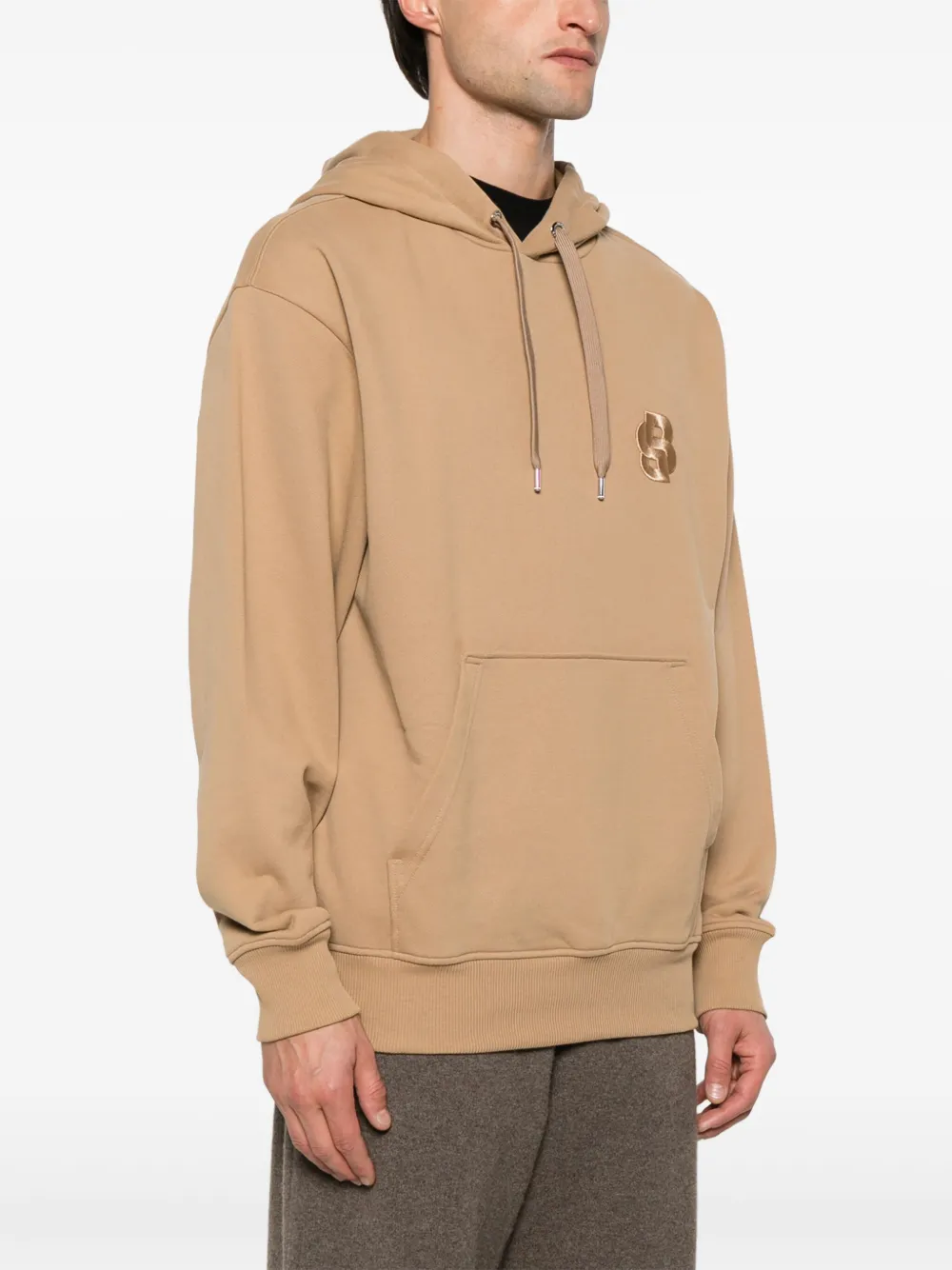 BOSS Hoodie met geborduurd logo Bruin