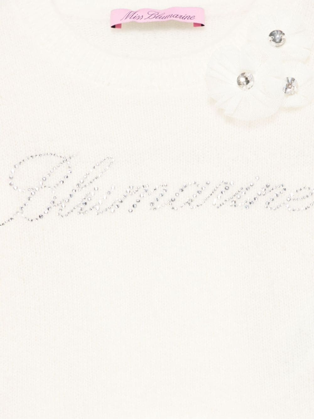 Shop Miss Blumarine Crystal-logo Sweater In Neutrals