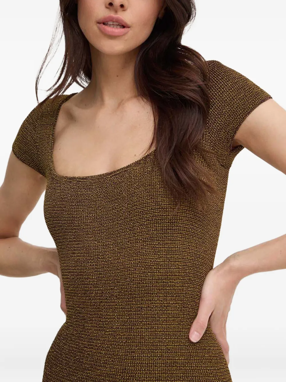 Bond-eye Strandjurk met vierkante hals Bruin