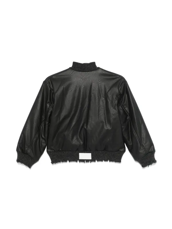 MSGM Kids faux-leather Jacket | Black | FARFETCH IN