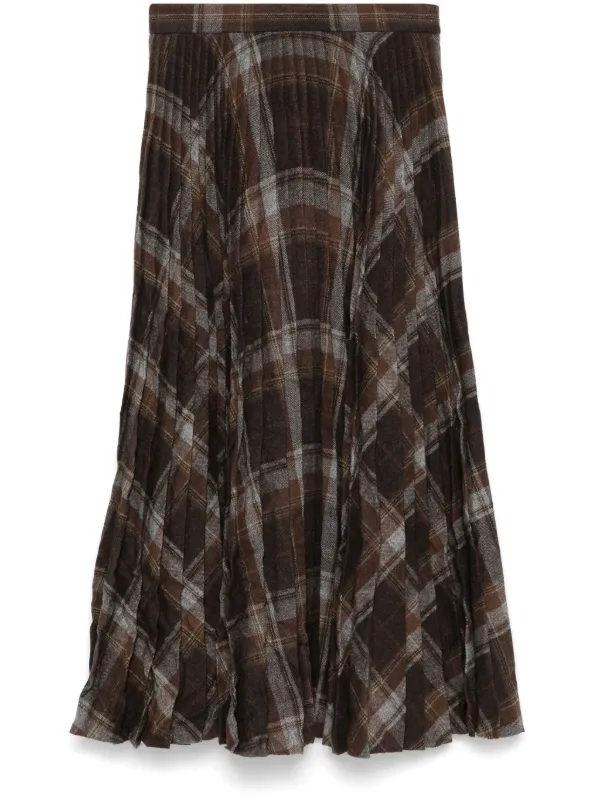 バレンシアガ Balenciaga Creased Pleated Skirt Balenciaga Pleated crease-effect Midi Skirt | Brown