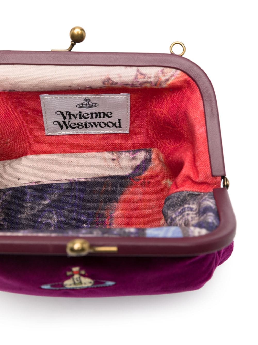 Shop Vivienne Westwood Vivienne's Velvet Clutch In Purple