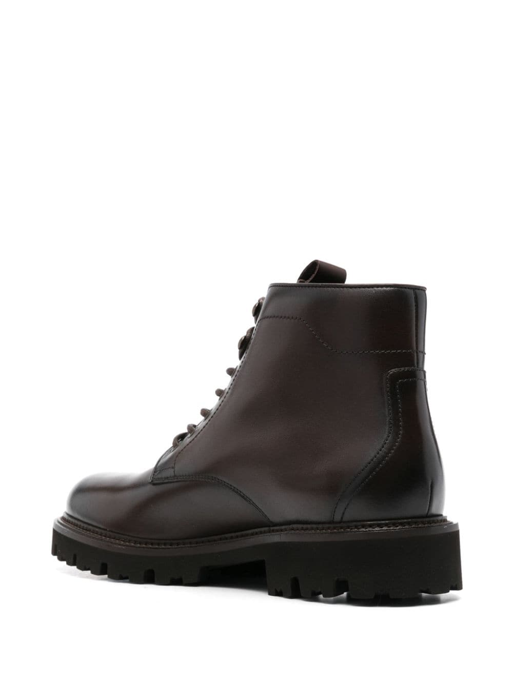 Shop Hugo Boss Leather Ankle Boots In Brown