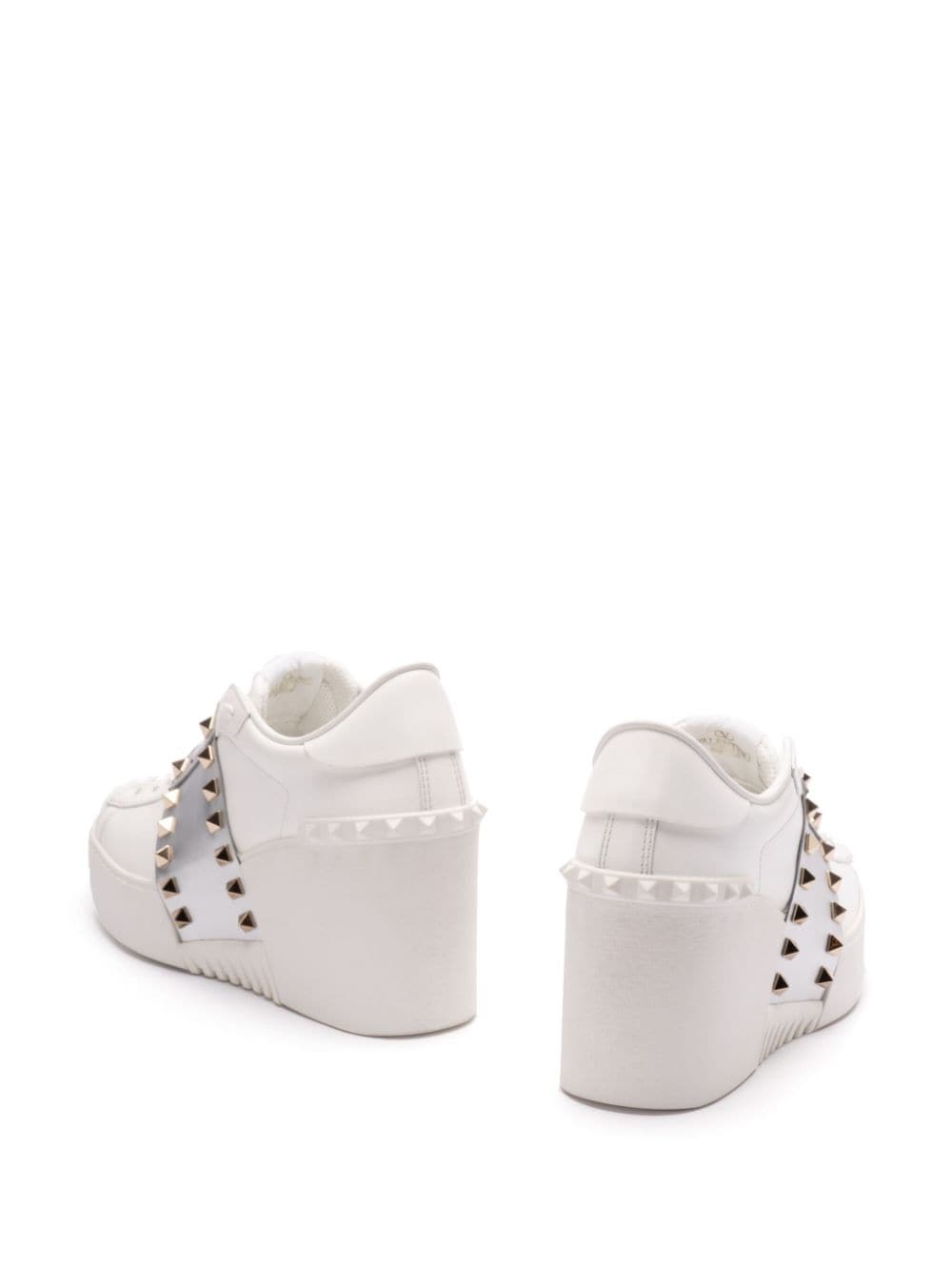 Shop Valentino 85mm Open Disco Wedge Sneakers In White