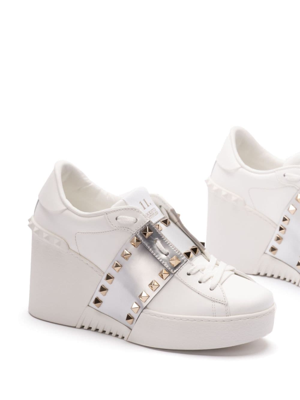 Shop Valentino 85mm Open Disco Wedge Sneakers In White