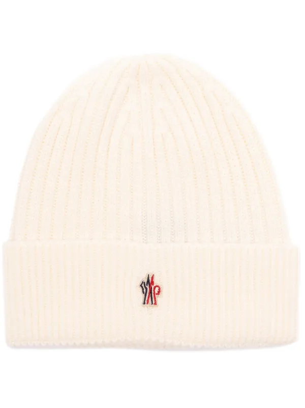 Moncler Grenoble Gorro De Tricô Canelado Com Patch De Logo