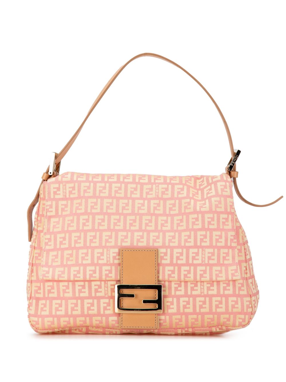 Pre-owned Fendi 2000-2010 Zucchino Canvas Mamma Forever Shoulder Bag In Pink