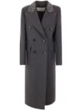 Blumarine embroidered double-breasted coat - Grey