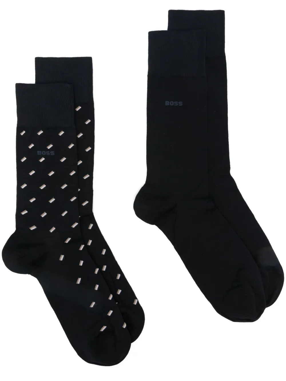 Hugo Boss Logo-intarsia Socks (set Of Two) In Blue