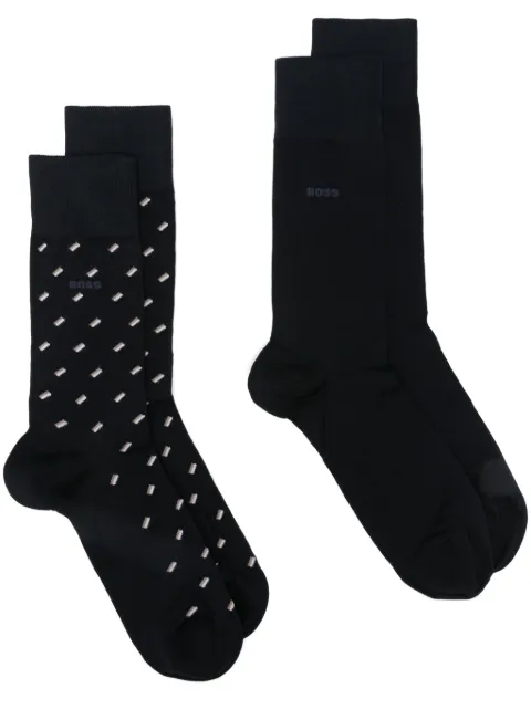 BOSS Kit 2 pares de meias com logo intarsia