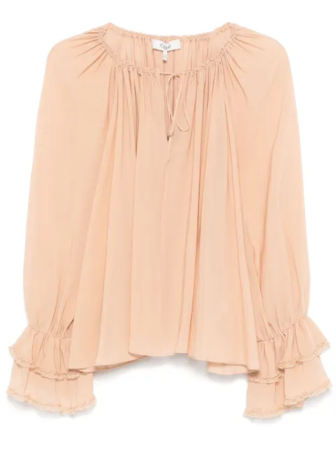 Chloé gathered-detail silk blouse 