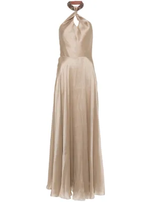 slim fit dress slacks Nude Glitter Plunge Plisse Midi Slip Dress main image 0