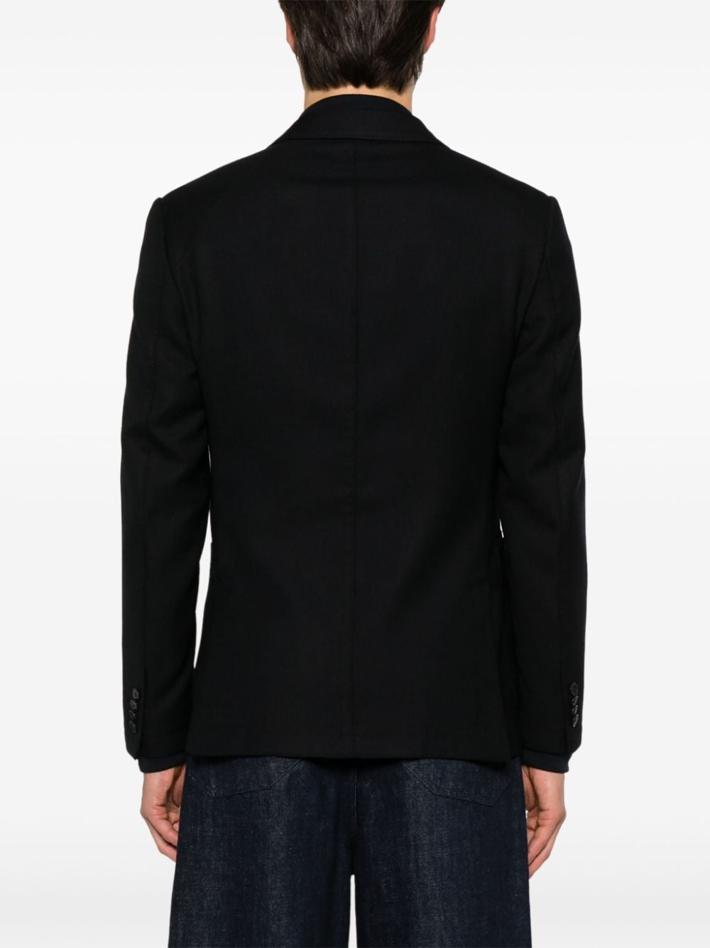 Shop Zegna Textured-finish Blazer In Blue