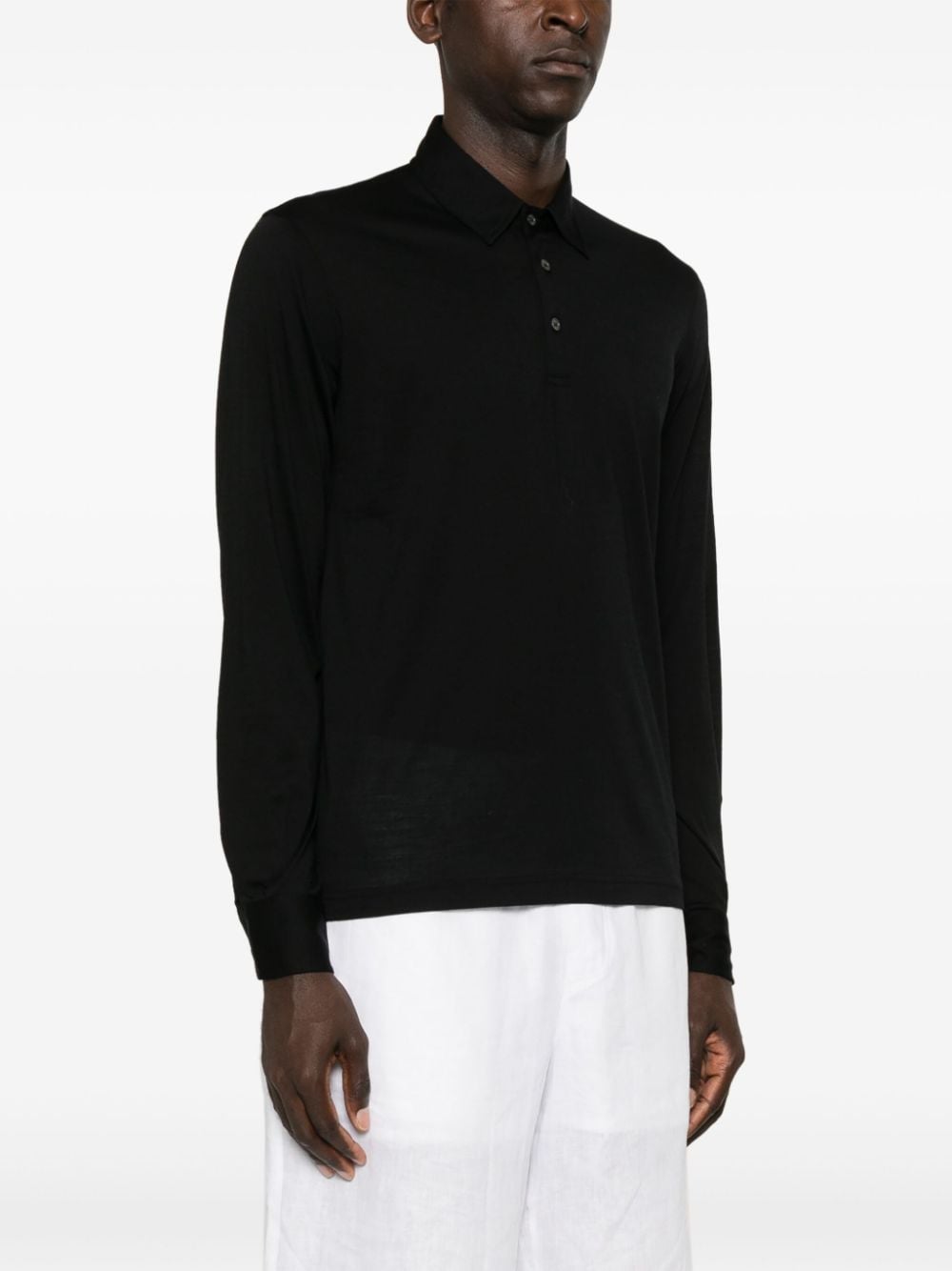 Shop Fedeli Wool Polo Shirt In Black