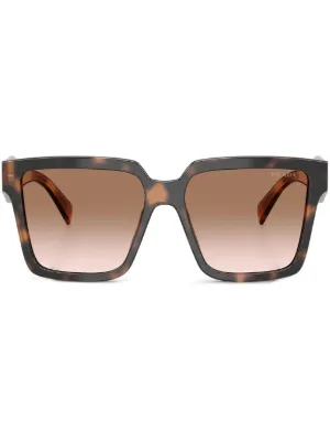 Prada Eyewear トータスシェル スクエアサングラス | グリーン