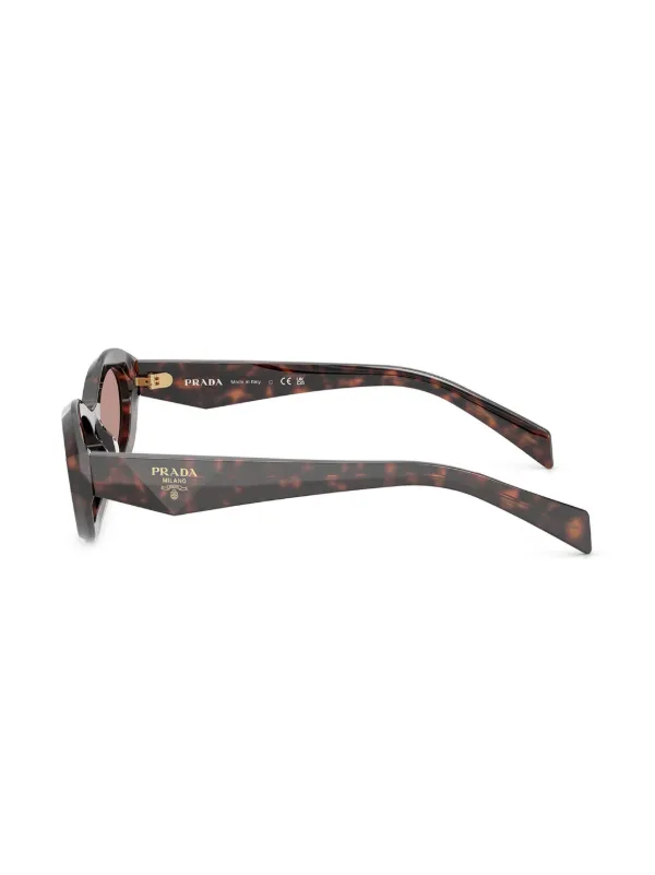 Prada Eyewear tortoiseshell-effect Oval Sunglasses | Brown | FARFETCH