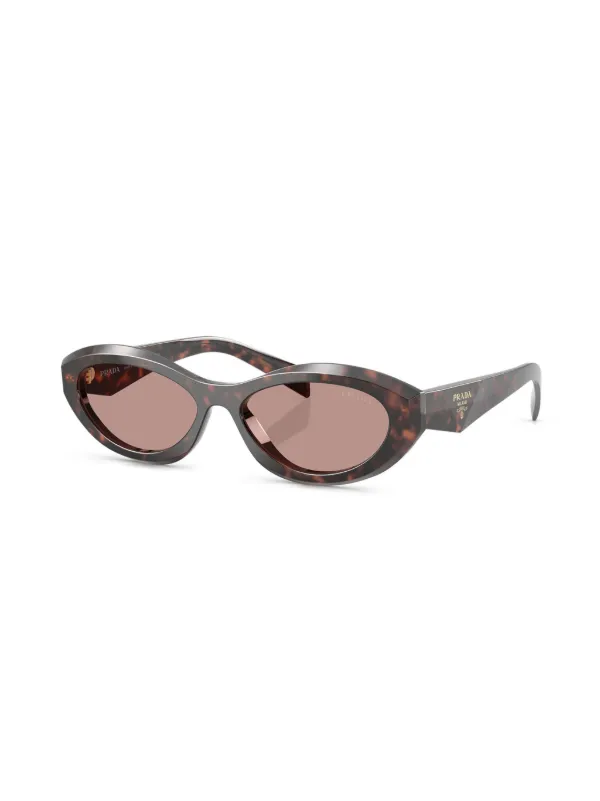 Prada Eyewear tortoiseshell-effect Oval Sunglasses | Brown | FARFETCH