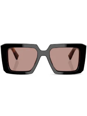PRADA ブラウン スクエア サングラス Prada Eyewear スクエアフレーム サングラス | ブラウン | FARFETCH JP