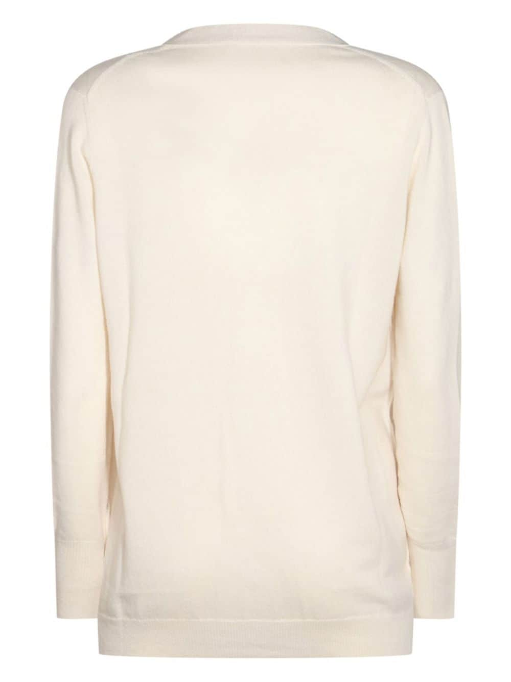 Shop Allude Buttoned V-neck Cardigan In Neutrals