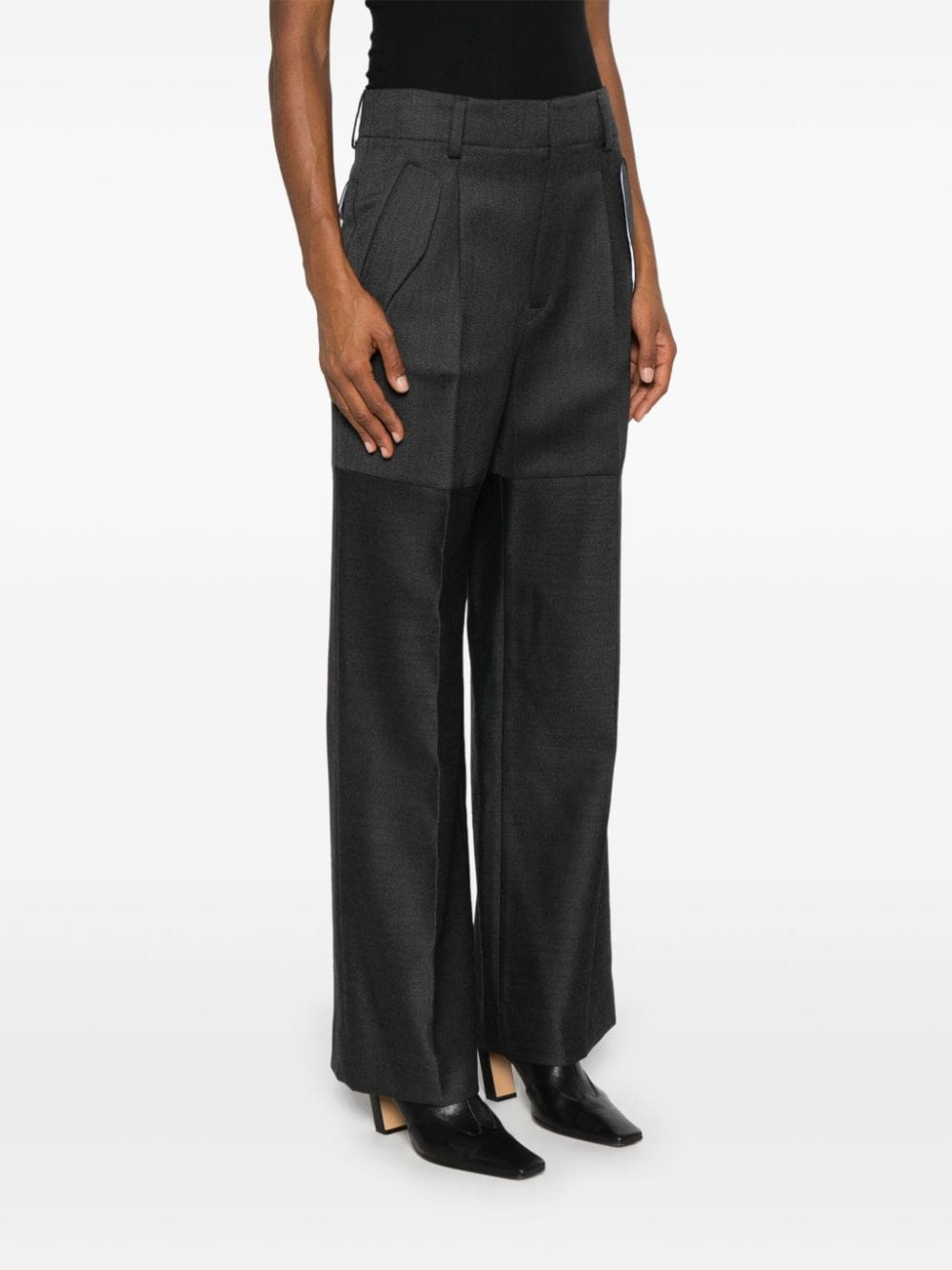 Shop Victoria Beckham Panelled-design Trousers In Grey