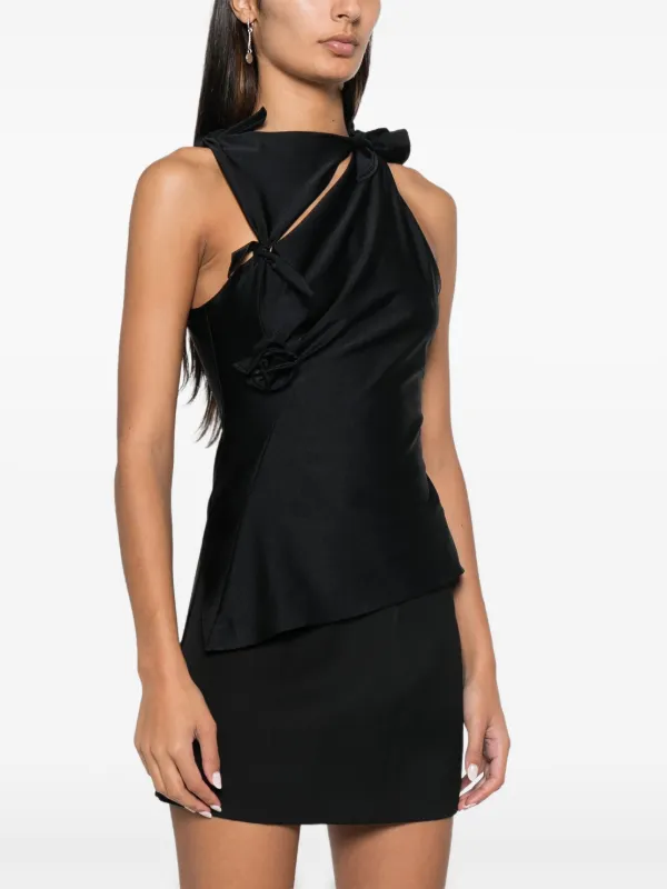 Coperni Asymmetric Flower Top | Black | FARFETCH