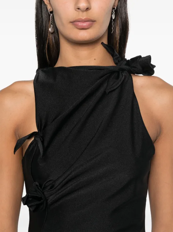 Coperni Asymmetric Flower Top | Black | FARFETCH