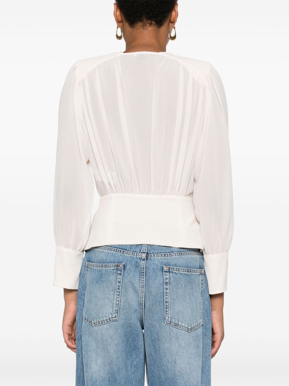 Shop Elisabetta Franchi Pleated-detail Blouse In Neutrals