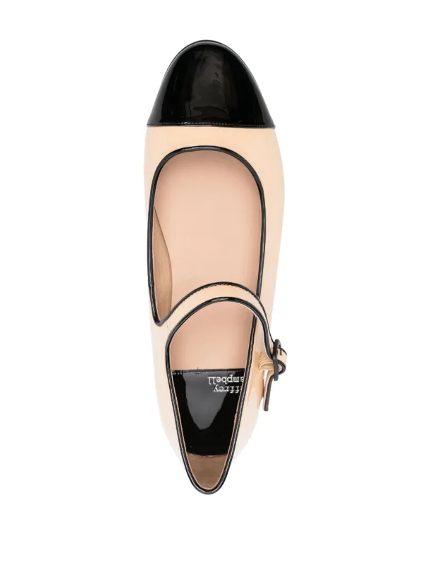 フラットシューズ Jeffrey Campbell FW24 CURVET PATENT (JCSJCD205 1501) Jeffrey Campbell Curvet' Beige Ballet Shoes With Contrasting