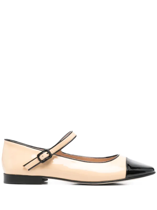 フラットシューズ Jeffrey Campbell FW24 CURVET PATENT (JCSJCD205 1501) Jeffrey Campbell Curvet' Beige Ballet Shoes With Contrasting