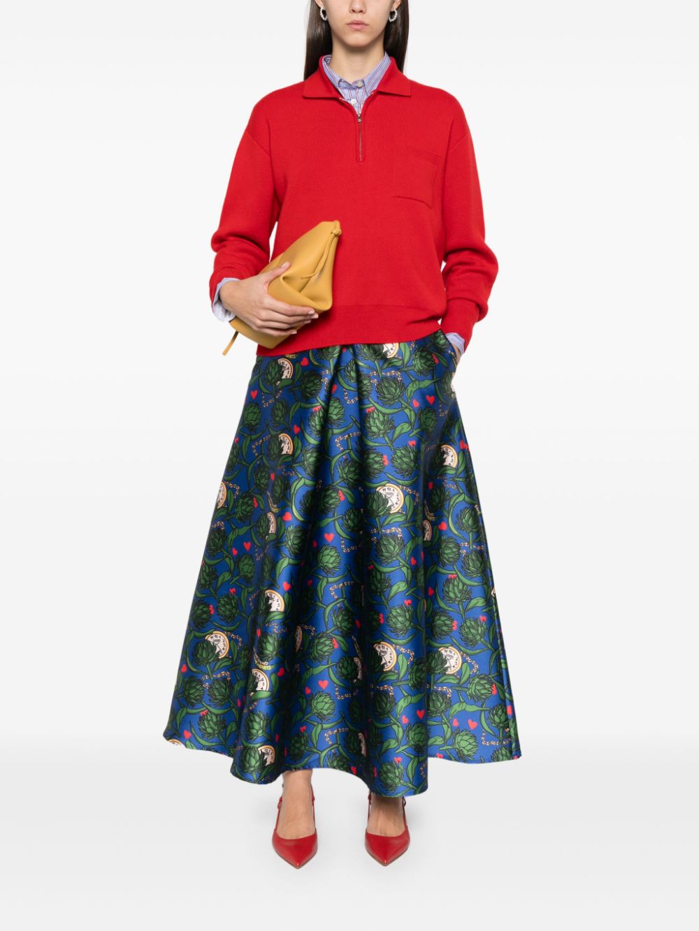 Shop Alessandro Enriquez Artichokes-print Skirt In Blue