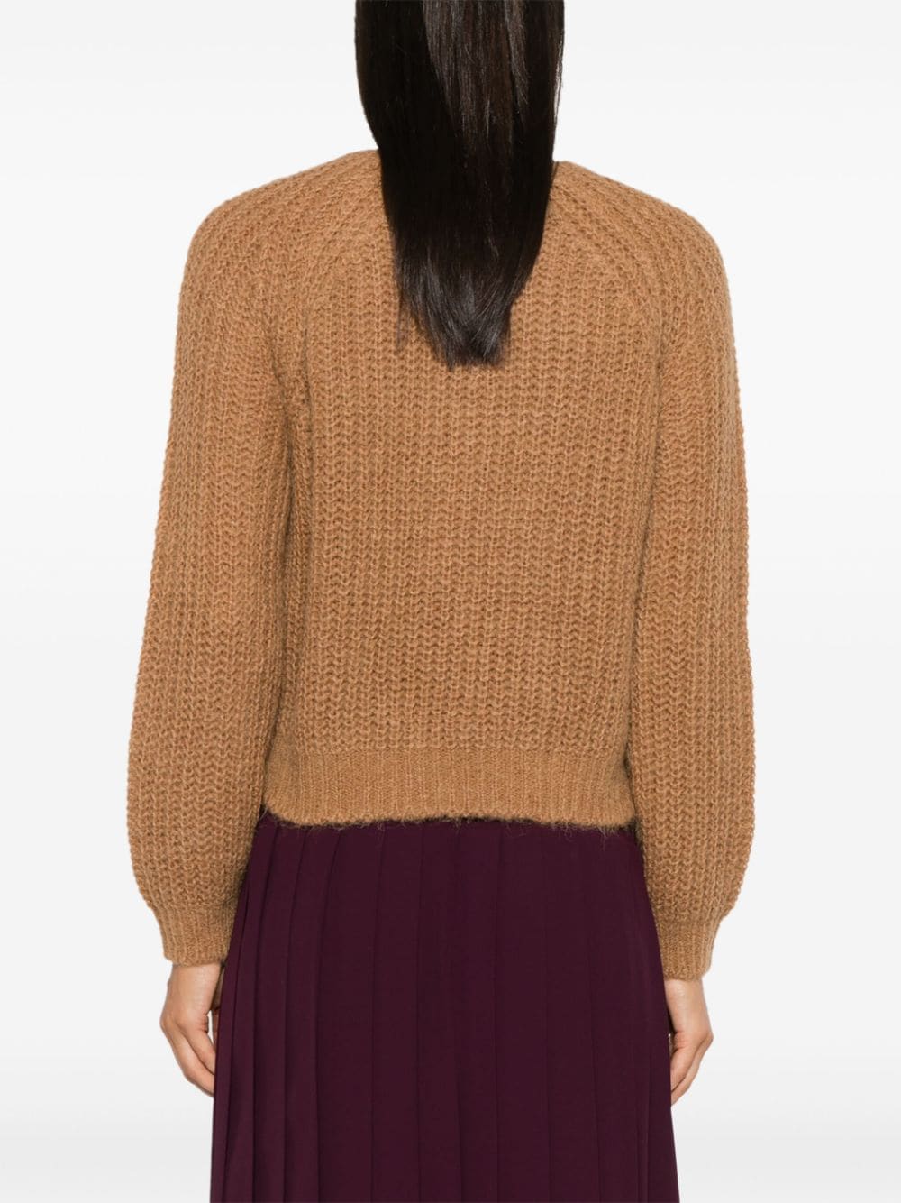 Shop Liu •jo Lurex-detail Sweater In Brown