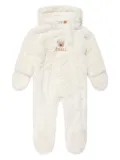 guess kids logo-appliqué faux fur babygrow - White