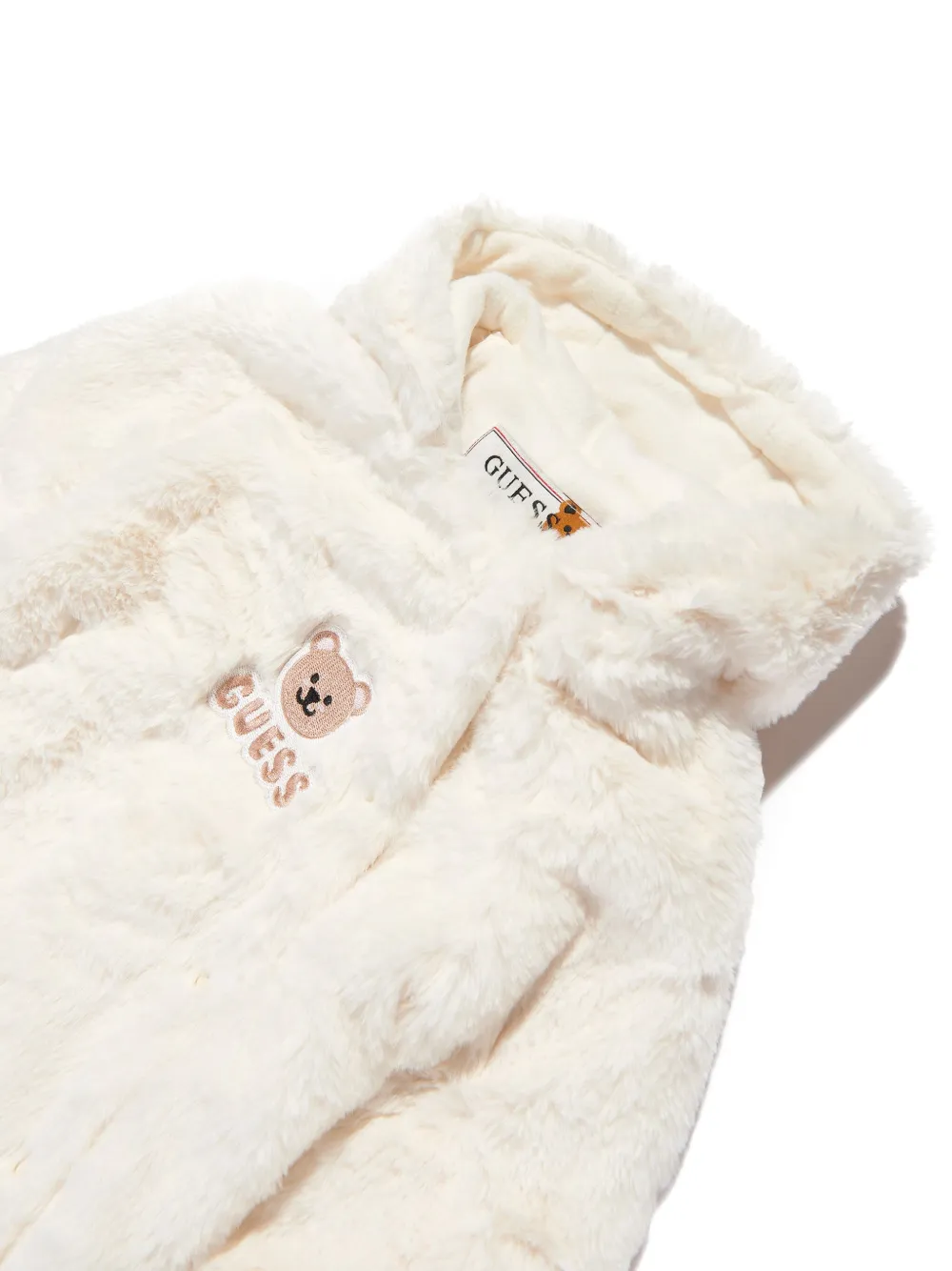 guess kids Babypakje van imitatiebont met logo-applicatie Wit
