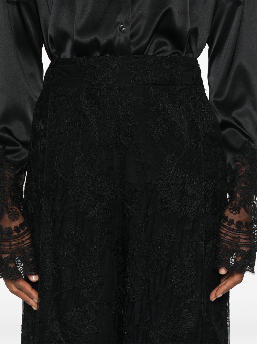 Shop Ermanno Scervino Lace Palazzo Pants In Black