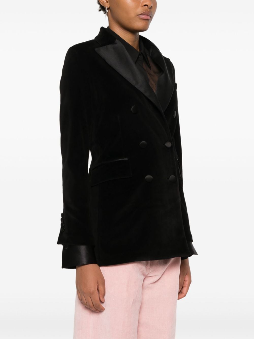 Shop Circolo 1901 Velvet Blazer In Black