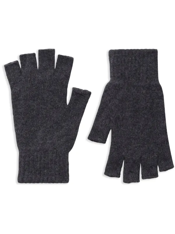 Guanti Senza Dita In Puro Cashmere Grigio Medio - Morbidi E Caldi - Made In Scotland - Foto 3