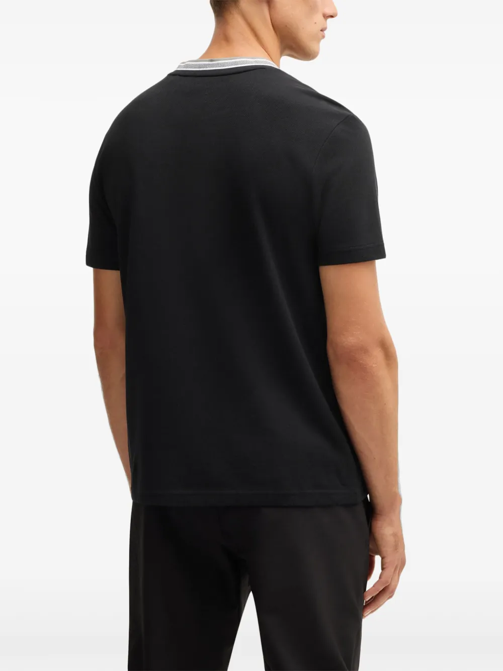 BOSS T-shirt met logo-jacquard Zwart