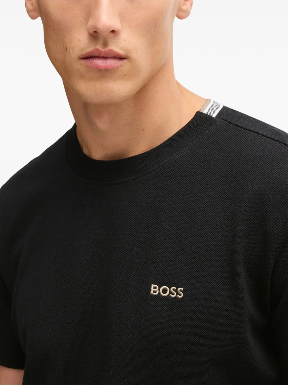 BOSS T-shirt met logo-jacquard Zwart