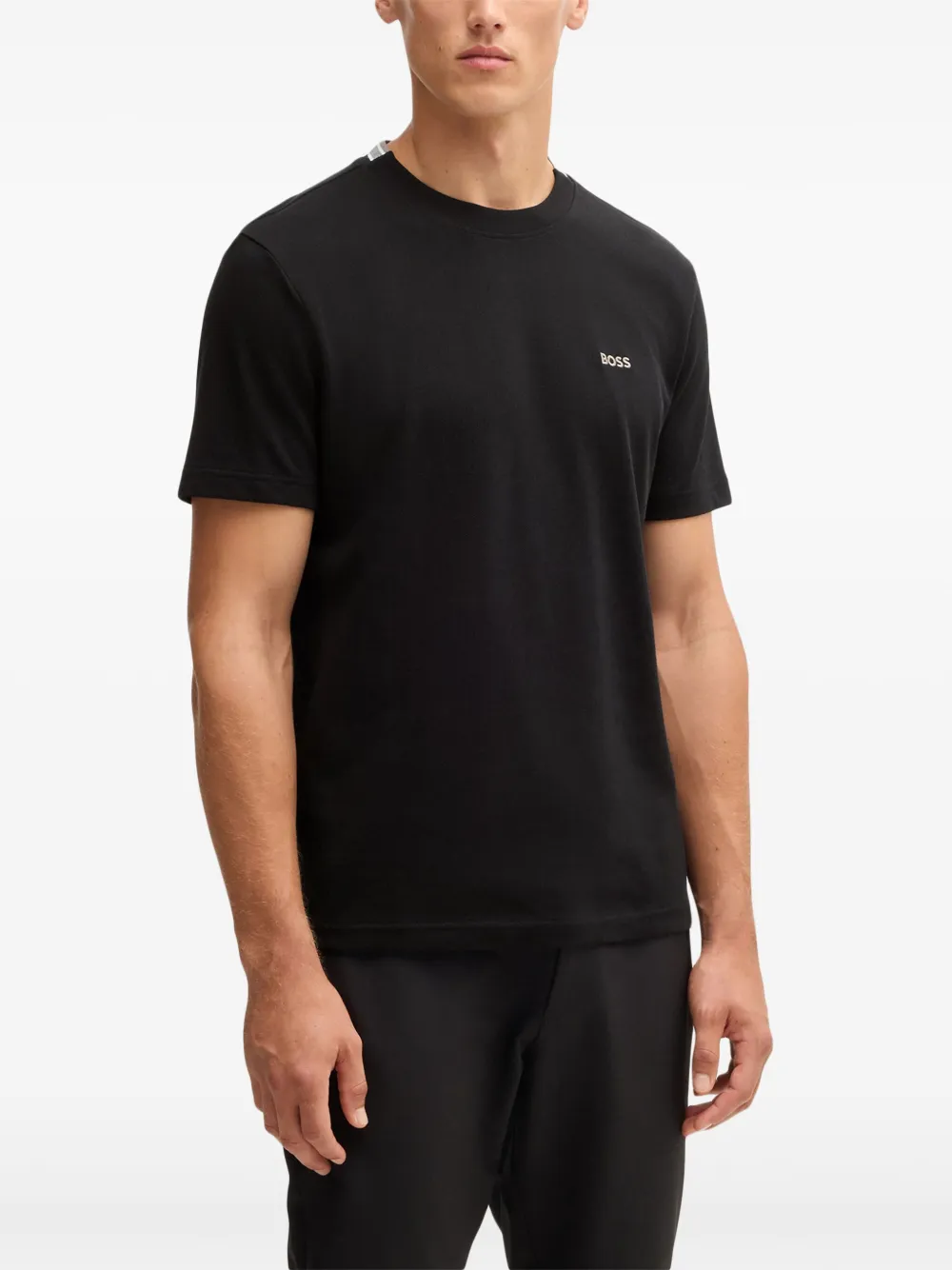 BOSS T-shirt met logo-jacquard Zwart