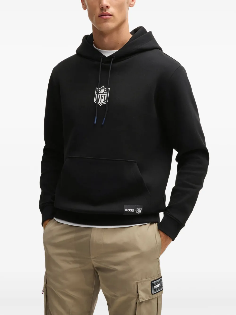 BOSS x NFL hoodie met slot Zwart