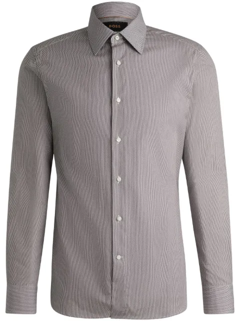 BOSS Camisa de algodão mangas longas