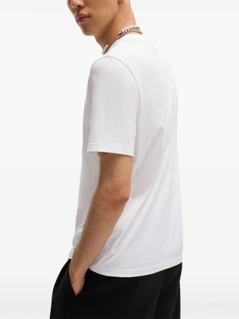 HUGO Katoenen T-shirt met logoprint Wit