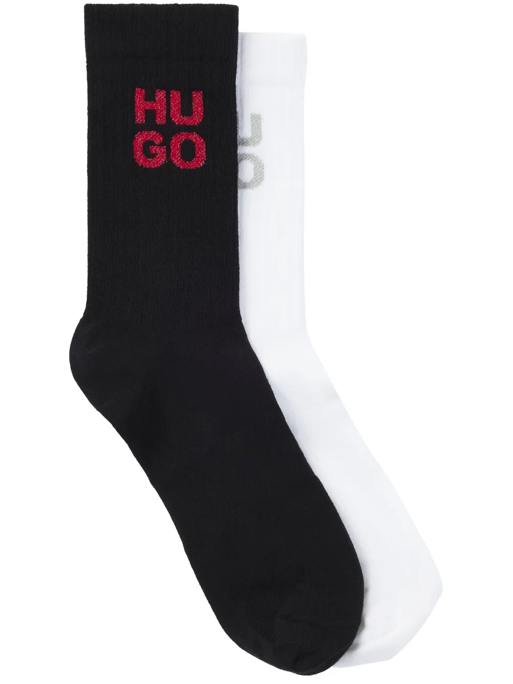 HUGO Kit 2 pares de meias com logo intarsia | Preto | Image 1