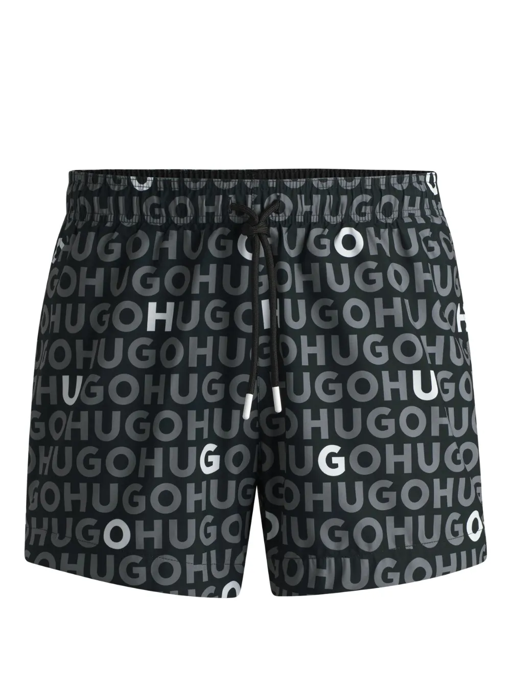 HUGO Bermuda de praia com logo corrido | Preto | Image 1