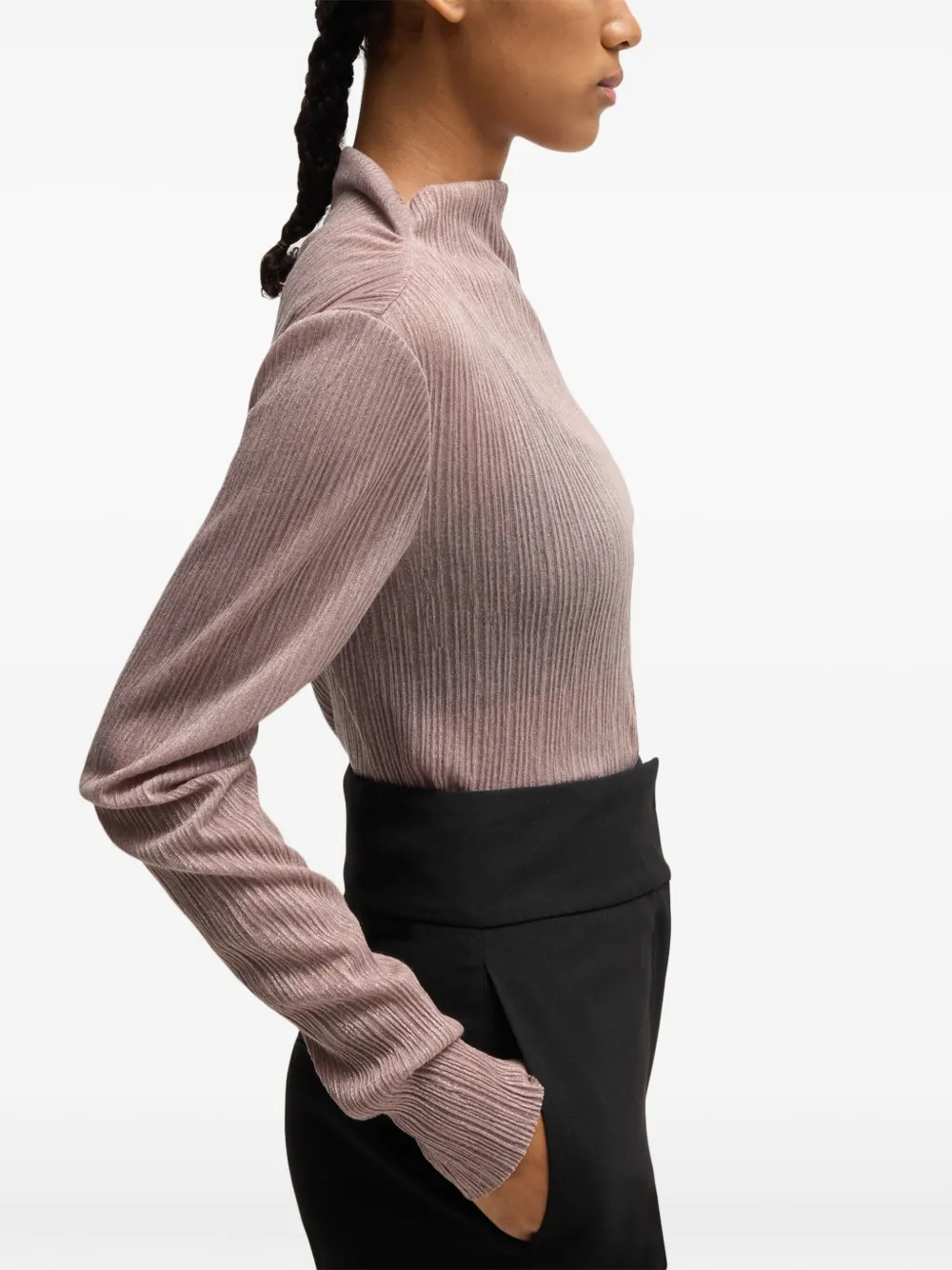 Hugo Boss Plissé-effect Blouse In Pink