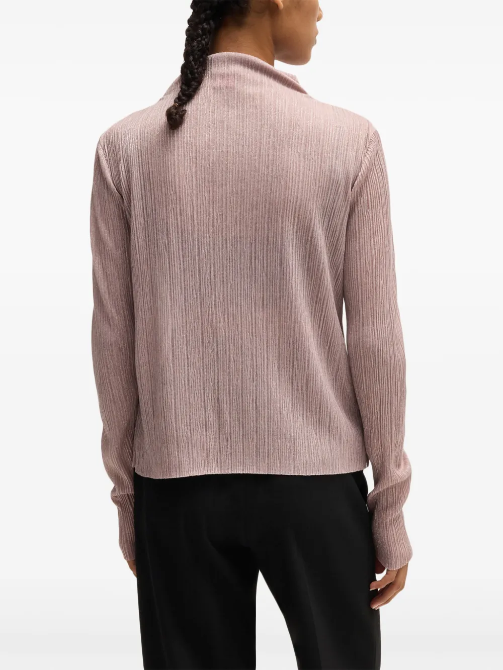 Hugo Boss Plissé-effect Blouse In Pink