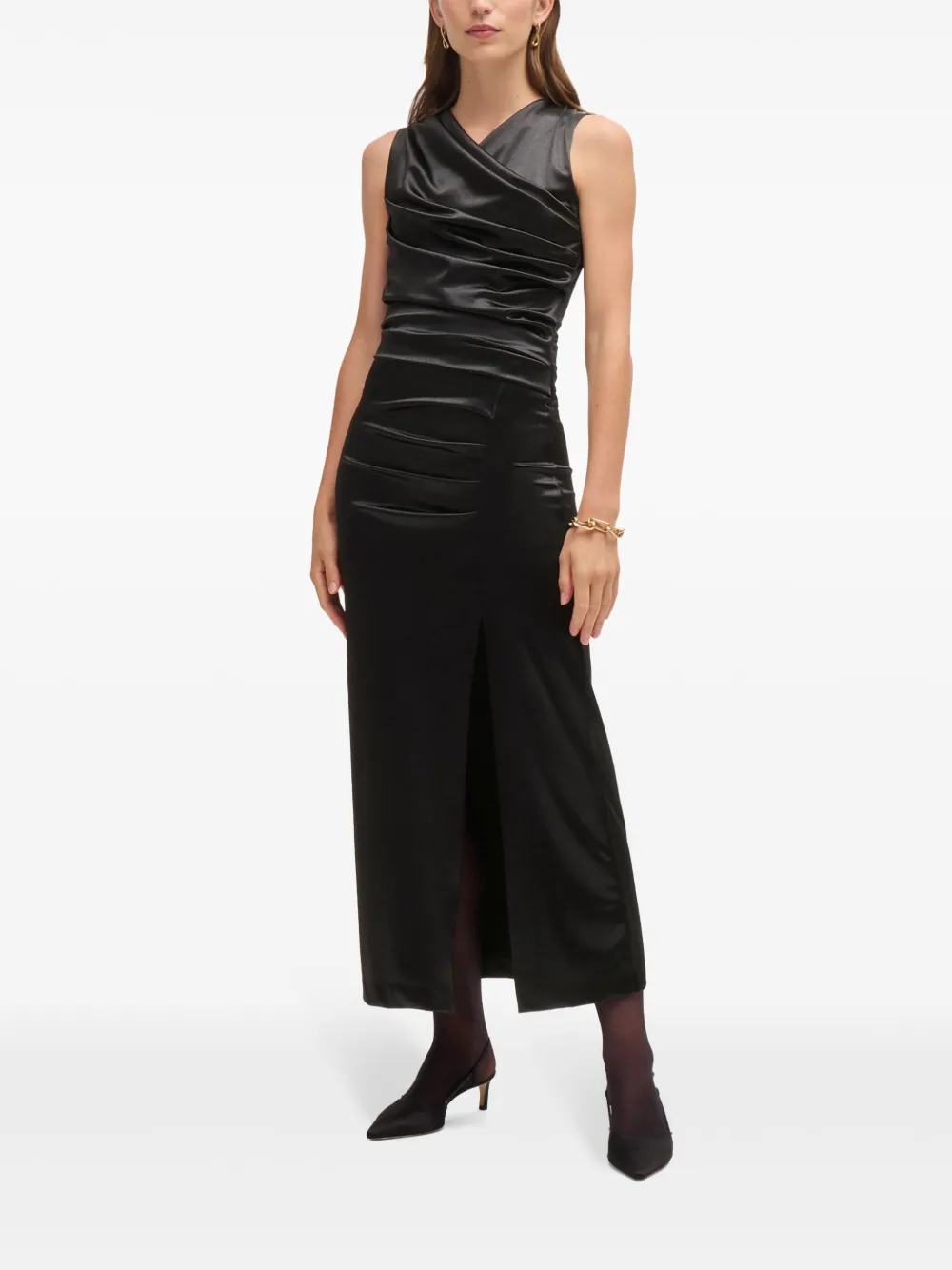 BOSS Gedrapeerde maxi-jurk - Zwart