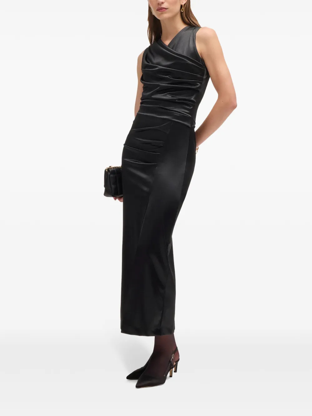 Hugo Boss Draped Maxi Dress In Black