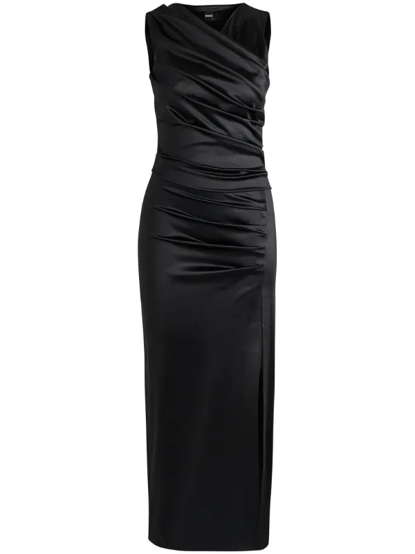 BOSS Draped Maxi Dress | Black | FARFETCH